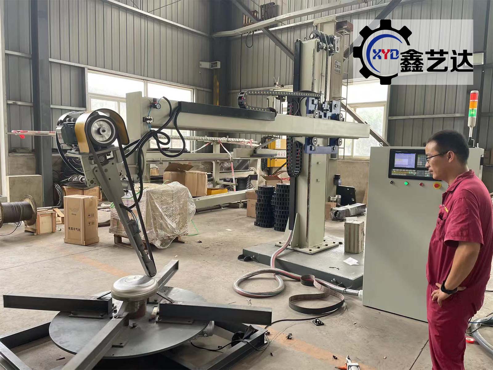 數控封頭拋光機車間現場調試